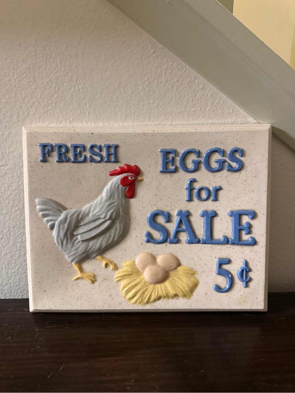 Vintage-Style Fresh Eggs for Sale Wall Plaque - Blue and Cream